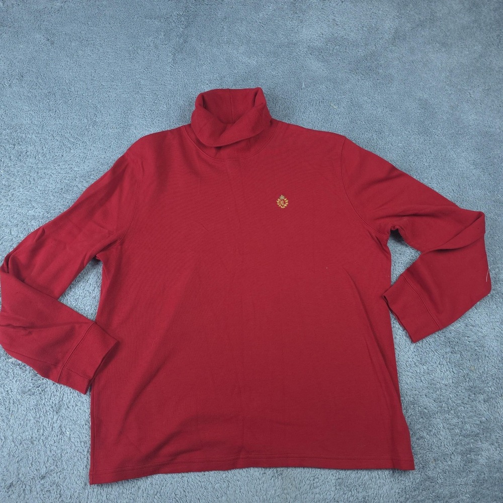 Lauren Ralph Lauren Shirt Womens XL Red Turtleneck Long Sleeve Crest Embroidered